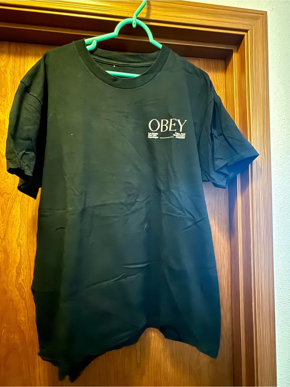 Obey Black Short-Sleeve Crewneck T-Shirt with White Chest Logo